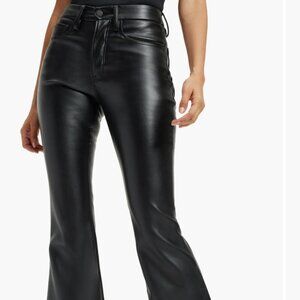Good American Black Leather Flare Pants Size 4